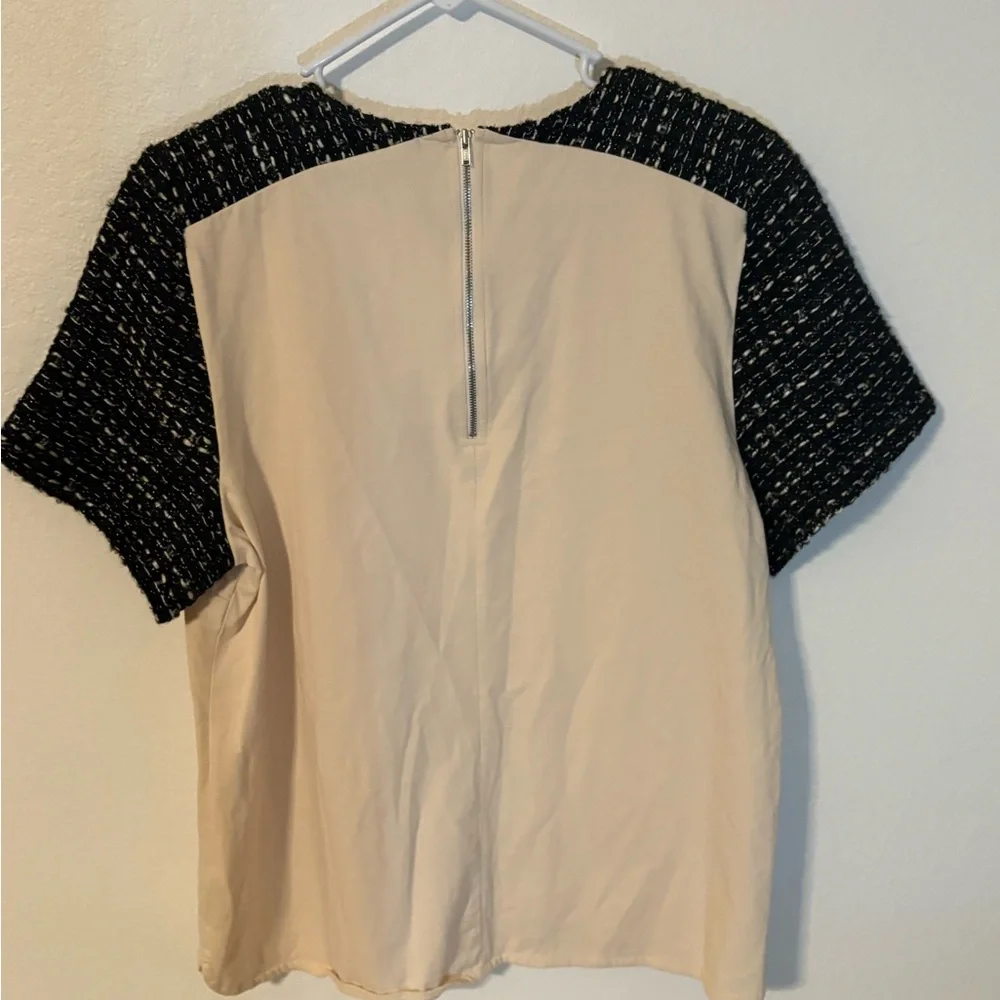 Elegant Cream‎ and Black Women's Top, Size XL, J Crew